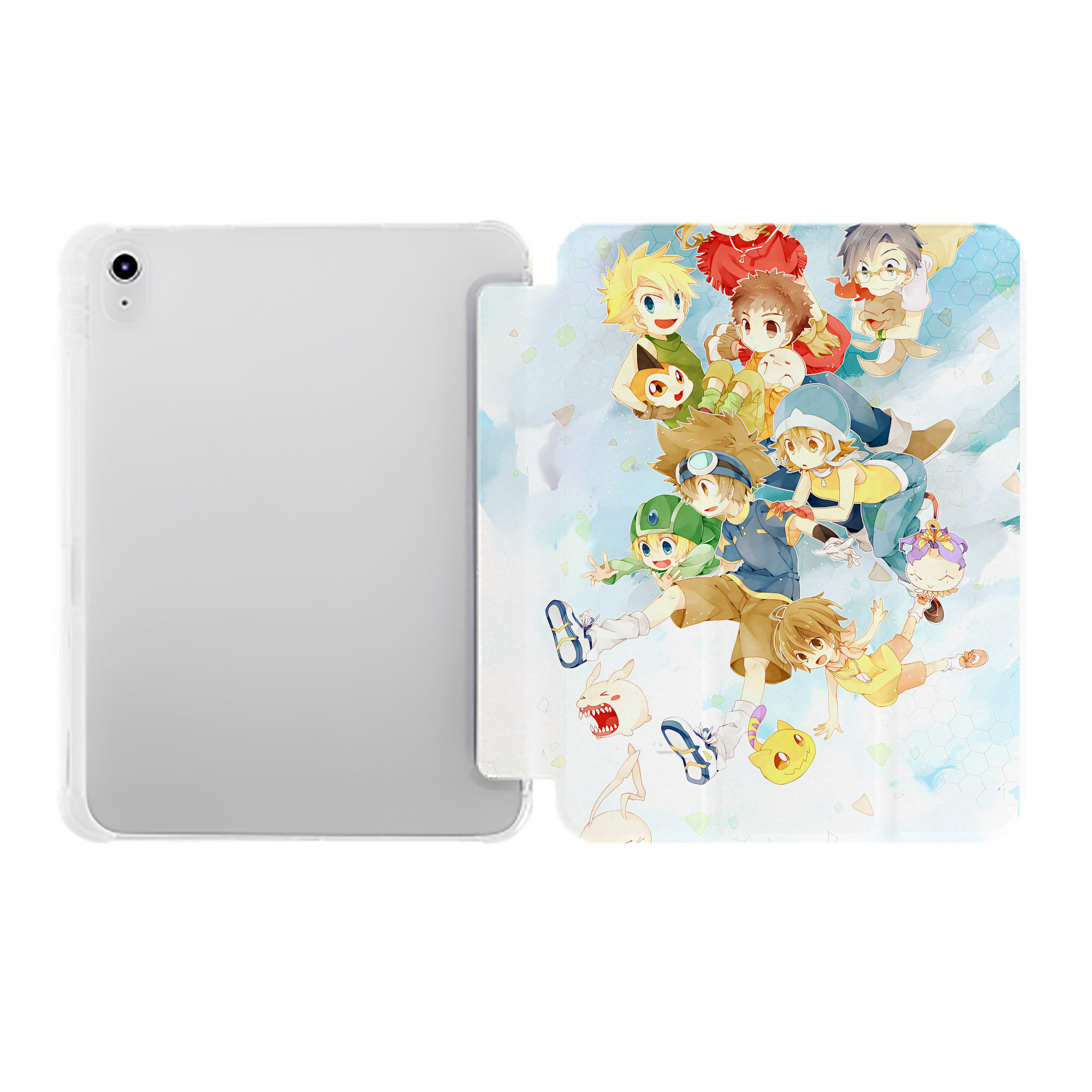 （画像用） Digimon デジタルモンスター/デジモン IPad ケース ペン収納付き 三つ折りスタンド PUレザー×シリコン 対応機種9.5/10.5/10.9インチ